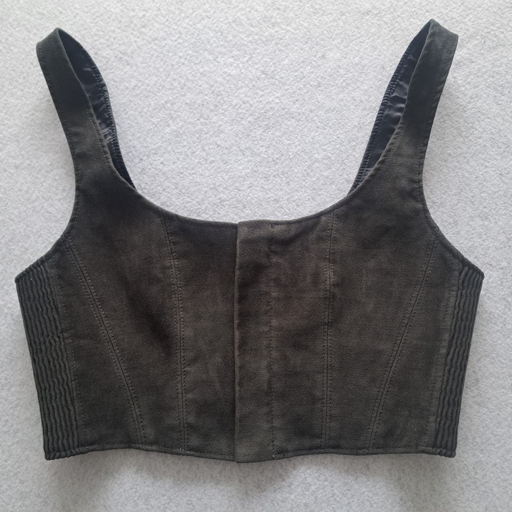 NWOT Babaton Dark Green Zipper Front Cropped Corset